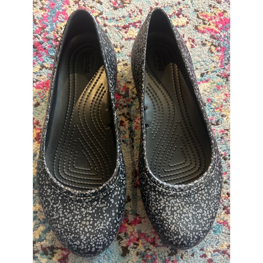 Crocs At Work Flats Grey Black Speckled‎ Slip Resistant Nursing Shoes W9
